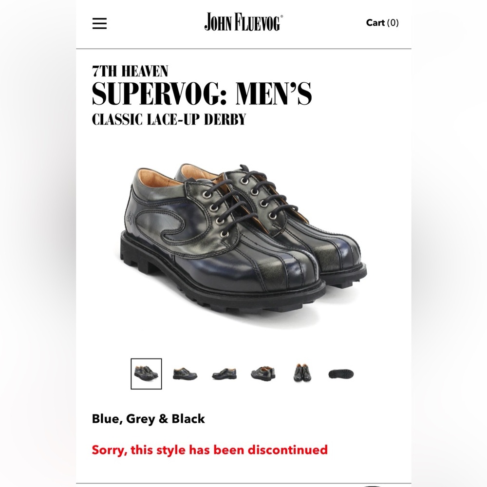 John Fluevog Size 9.5/10 7th Heaven Supervog Derby Size Blue/Grey DISCONTINUED